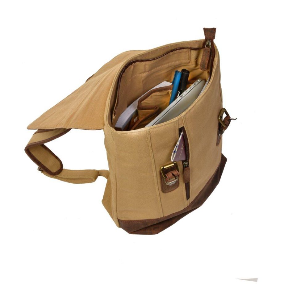 2841CV rugtas Dermata canvas leder sand/brown