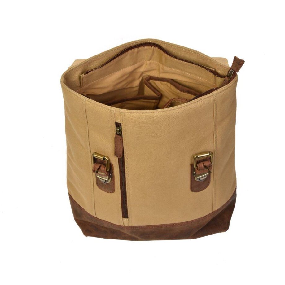 2841CV rugtas Dermata canvas leder sand/brown