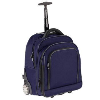 3444NY BL trolley/rugtas met 17" laptopvak nylon blauw Dermata lederwaren