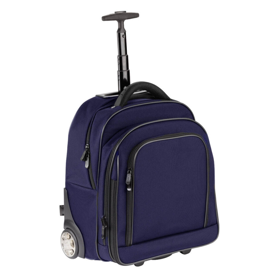 3444NY BL trolley/rugtas met 17" laptopvak nylon blauw Dermata lederwaren