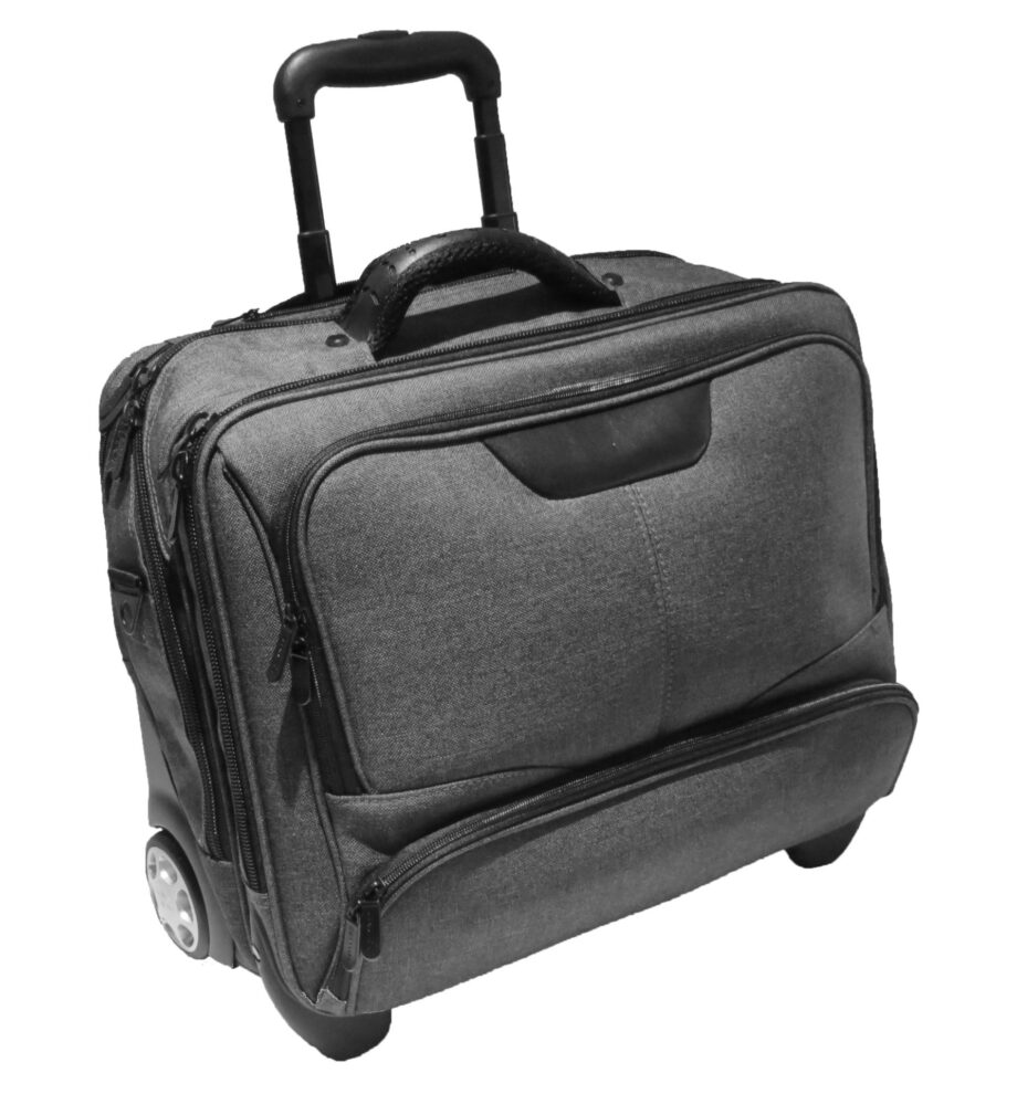 3456CV GS businesslaptoptrolley canvas grijs met zwarte binnenvoering Dermata Lederwaren