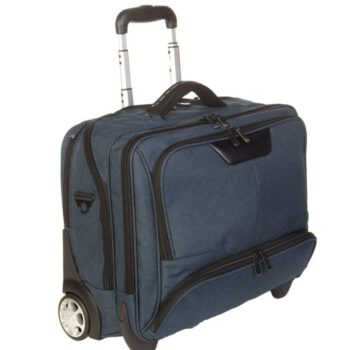 3456CV BL businesslaptoptrolley canvas blauw met zwarte binnenvoering Dermata Lederwaren