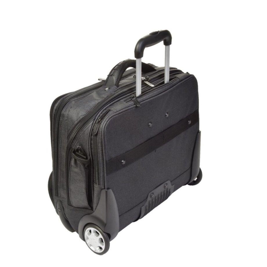 3456CV GS businesslaptoptrolley canvas grijs met zwarte binnenvoering Dermata Lederwaren