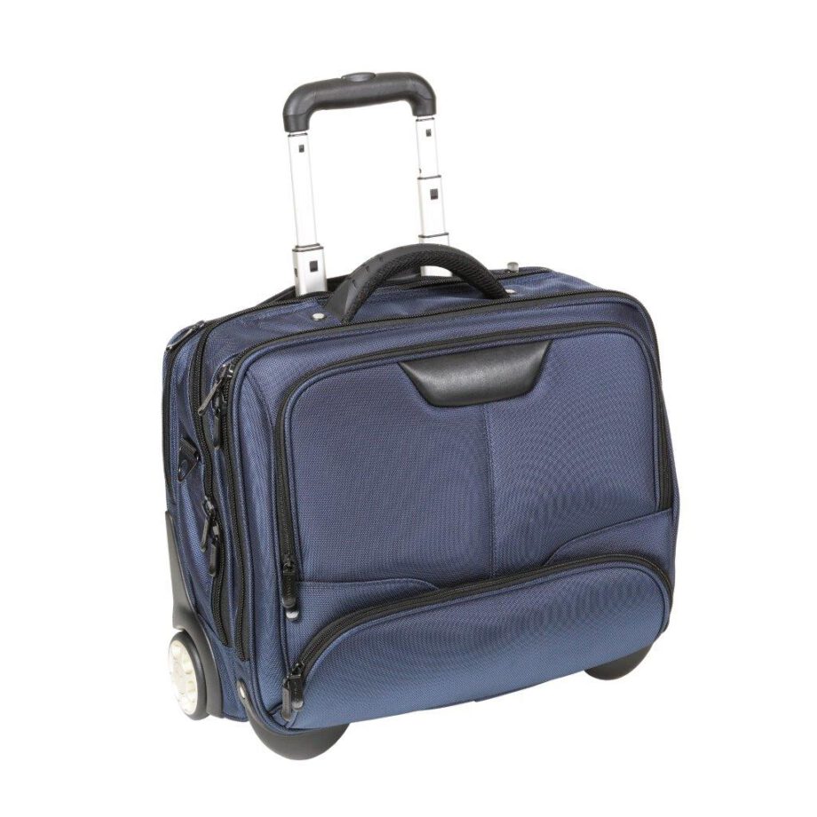 3456NY blauw businesslaptoptrolley nylon blauw Dermata lederwaren