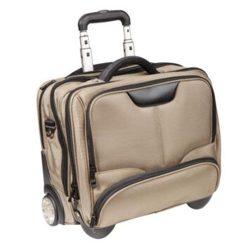 3456NY CH businesslaptoptrolley nylon champagne met zwart binnenvoering Dermata Lederwaren