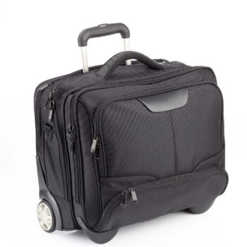 3456NY zw-rd businesslaptoptrolley nylon zwart met rode binnenvoering Dermata Lederwaren