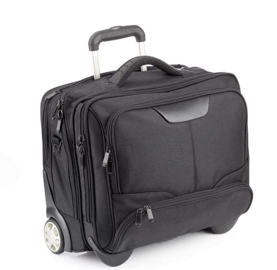 3456NY zw-rd businesslaptoptrolley nylon zwart met rode binnenvoering Dermata Lederwaren