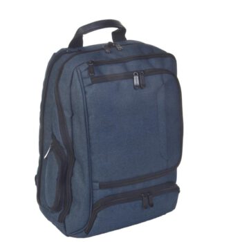 3489CV bl laptoprugtas blauw canvas van Dermata lederwaren